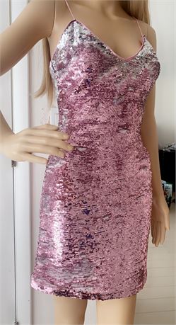 Sexy pink sequin Mini Dress